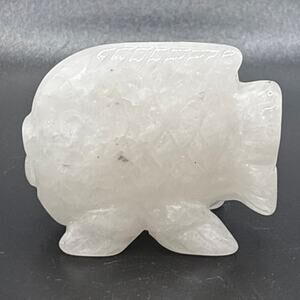 Cute Clear Milky Quartz Crystal Fish Carving!